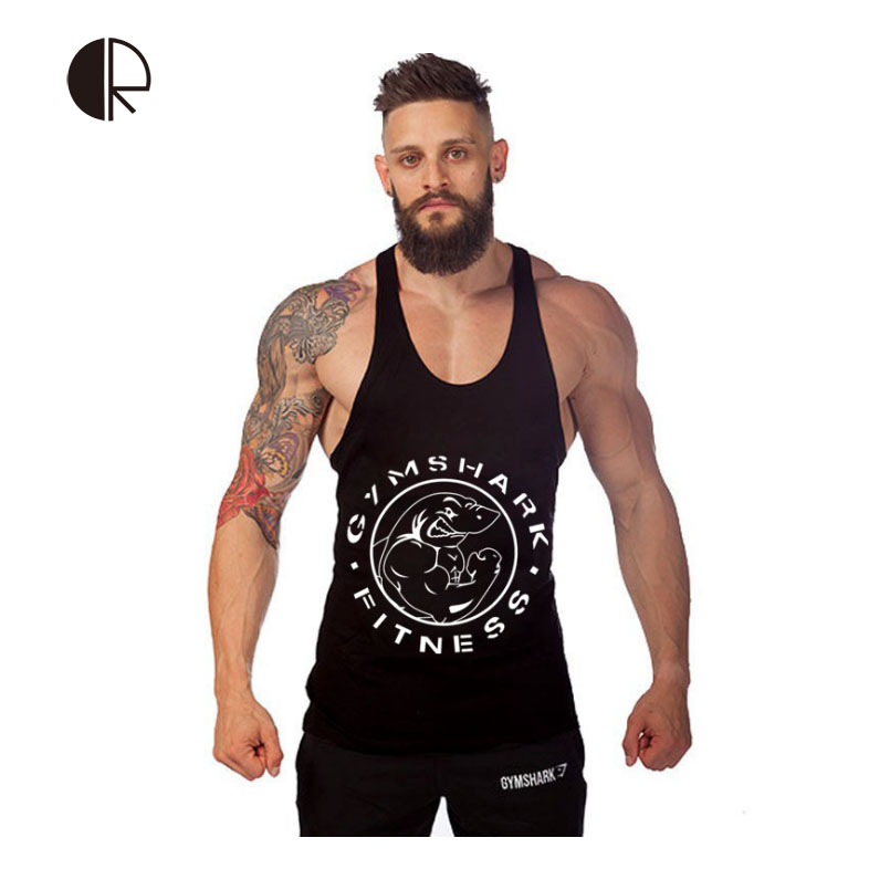2016 ο   μ  ܺ  sprot ְ     ƮϽ /2016 New Summer Shark Prints Sports Singlets Mens sprot Top Bodybuilding Golds Gym Cotton
